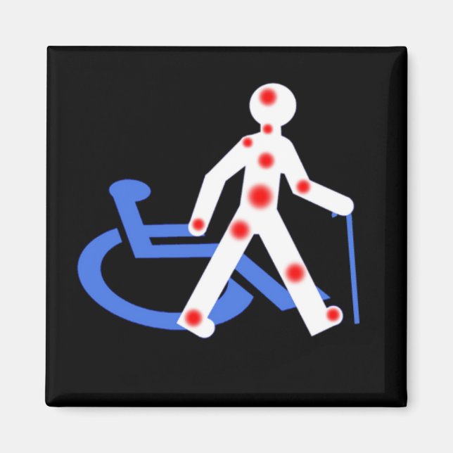 Badge Round 5 Cm Keyring Invisible disability / V Magnet (Front)