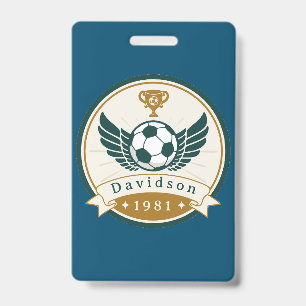 Badge - Soccer Football - Personalised - Add Name ID Badge