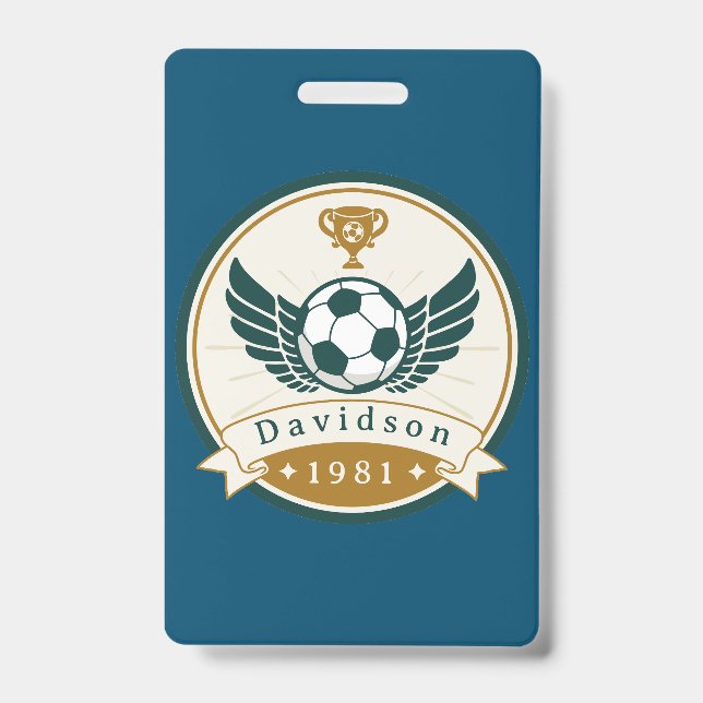 Badge - Soccer Football - Personalised - Add Name ID Badge (Front)