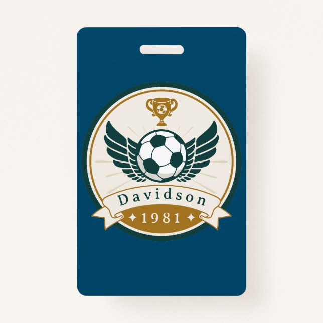 Badge - Soccer Football - Personalised - Add Name ID Badge (Front)