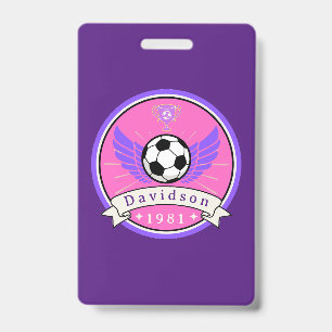 Badge - Soccer Football - Personalised - Add Name ID Badge