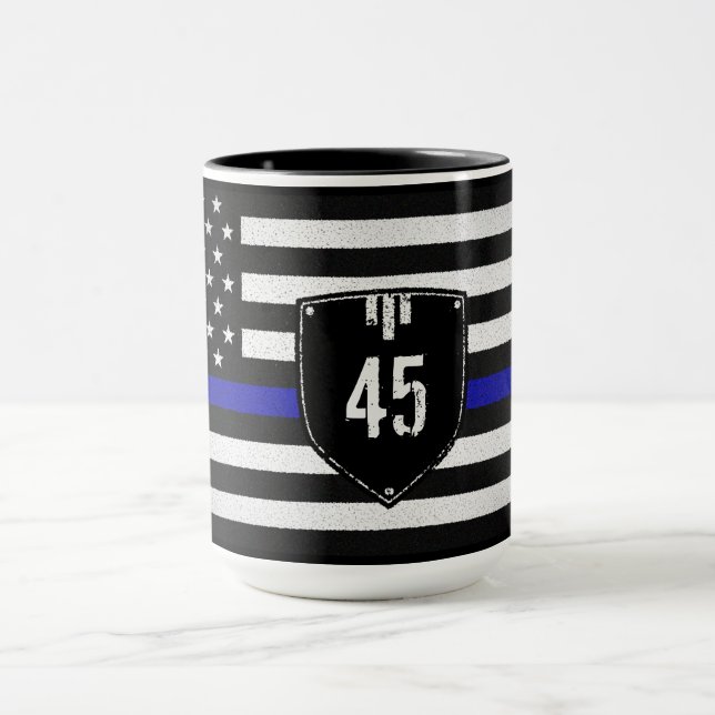 Badge # Thin Blue Line Flag Mug (Center)