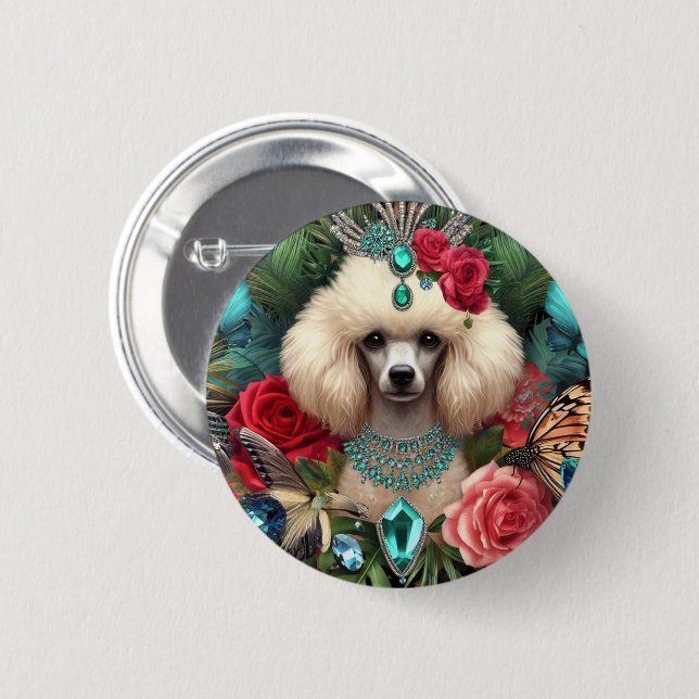 Badge White Poodle Art (Front & Back)