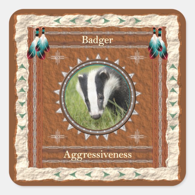 Badger Aggressiveness Energy Square Sticker (Front)
