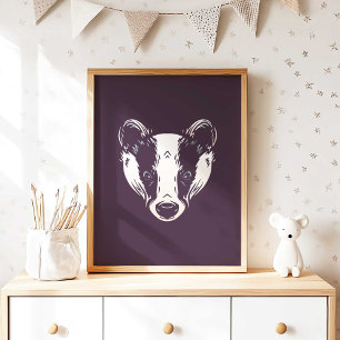 Badger   Badger Forest Animal Wall Print 
