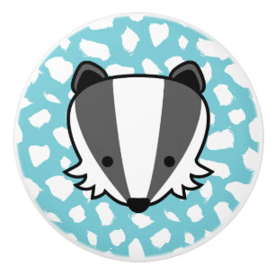 Badger - Blue & White Paint Dab Pattern Ceramic Knob