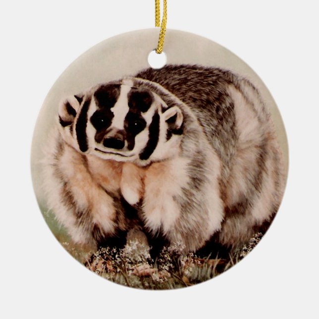 Badger Ceramic Tree Decoration (Front)