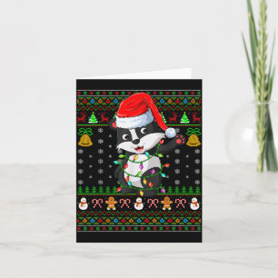 Badger Christmas Lights Funny Santa Ugly Sweaters  Card