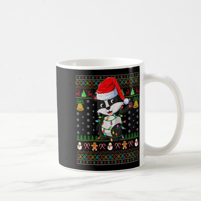 Badger Christmas Lights Funny Santa Ugly Sweaters  Coffee Mug (Right)