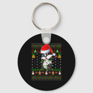 Badger Christmas Lights Funny Santa Ugly Sweaters  Key Ring