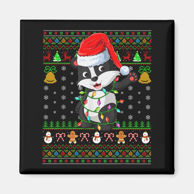 Badger Christmas Lights Funny Santa Ugly Sweaters  Magnet (Front)