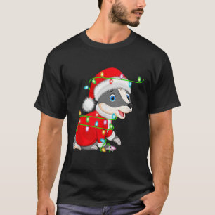Badger Christmas Lights Santa Costume Cute Animal  T-Shirt