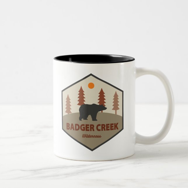 Badger Creek Wilderness Oregon Bear Two-Tone Coffee Mug (Right)