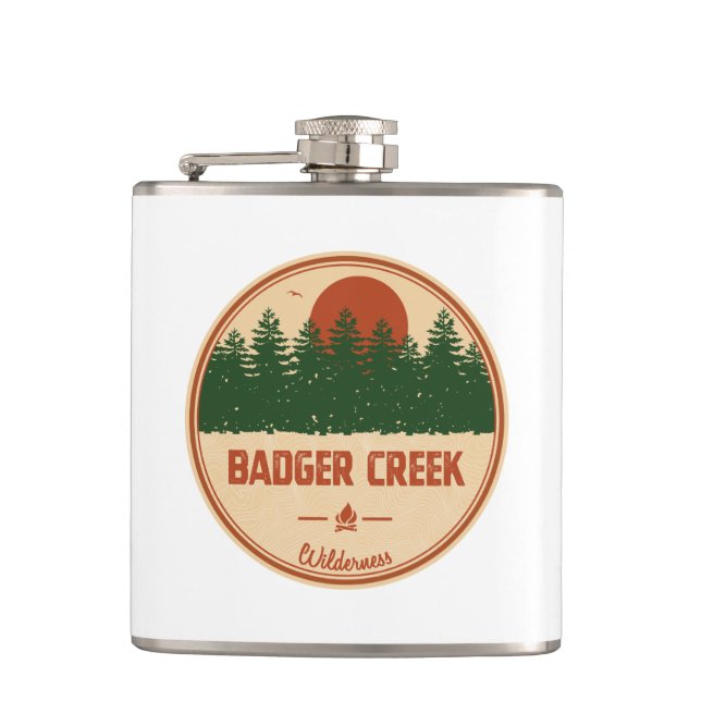 Badger Creek Wilderness Oregon Hip Flask (Front)