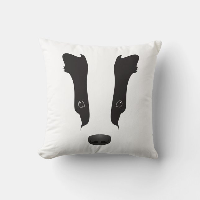 Badger Face Silhouette Cushion (Front)