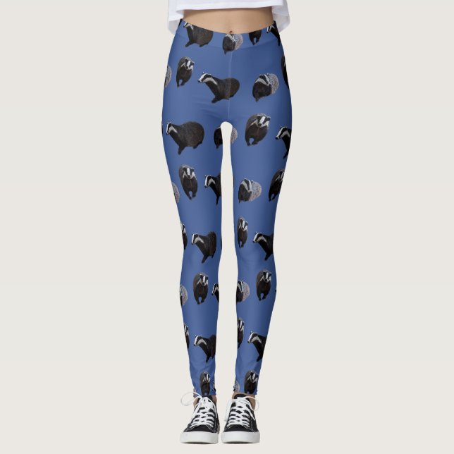 Badger Frenzy Leggings (Blue) (Front)