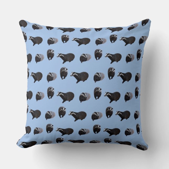 Badger Frenzy Pillow (Light Blue) (Front)