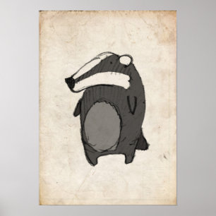 Badger Illustration Poster