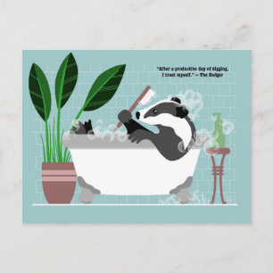 Badger in a Bathtub Postcard