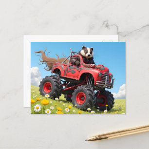 Badger in a Truck Postcard