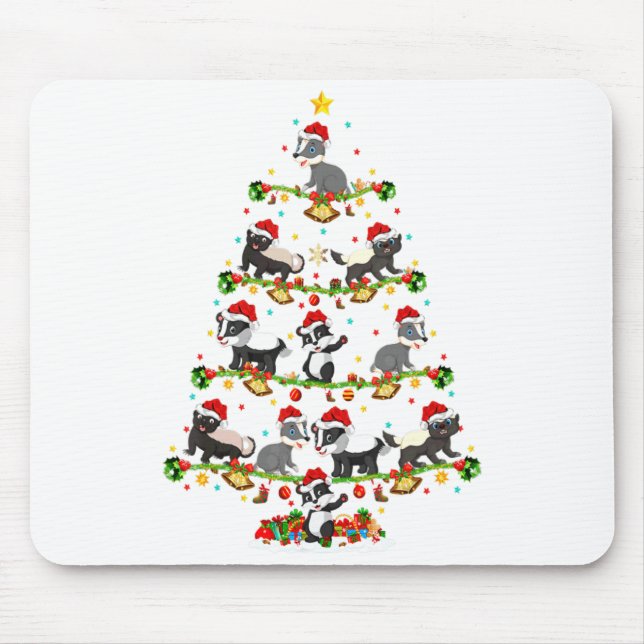 Badger Lights Xmas Santa Badger Christmas Tree  Mouse Pad (Front)