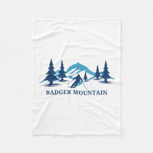 Badger Mountain Washington Ski Resort Skiing Skier Fleece Blanket