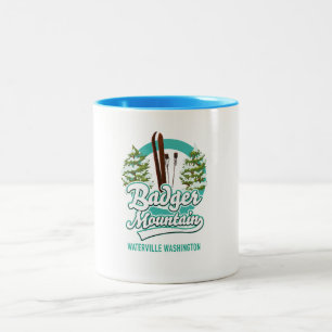 Badger Mountain Waterville Washington Ski logo Two-Tone Coffee Mug
