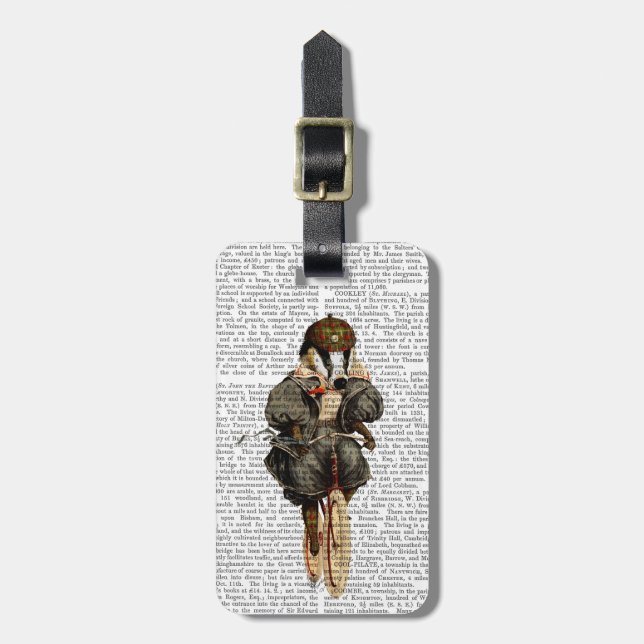 Badger on Vintage Bicycle Luggage Tag (Front Vertical)
