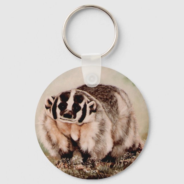 Badger, painting by DiDi Key Ring (Front)