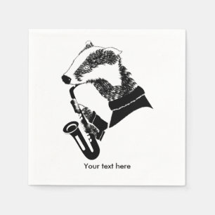 Badger playing a saxophone napkin