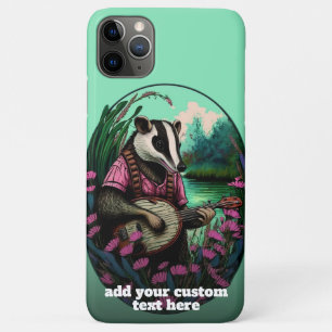 Badger Playing Banjo Wildflower Cottagecore Custom iPhone 11 Pro Max Case