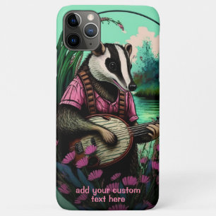 Badger Playing Banjo Wildflower Cottagecore Custom iPhone 11 Pro Max Case