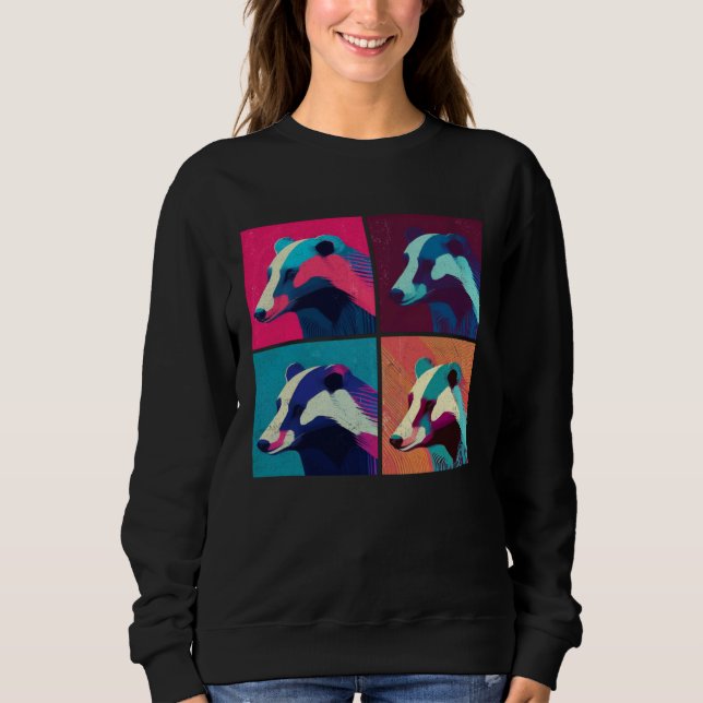 Badger Pop Illustration Colorful Animal Women Men  Sweatshirt (Front)