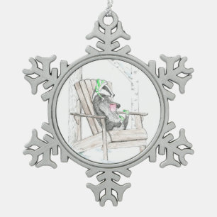 Badger Snowflake Pewter Christmas Ornament