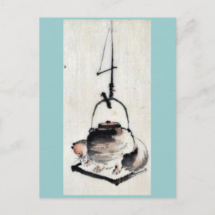 Badger tea kettle Ukiyoe Postcard