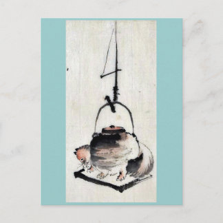 Badger tea kettle Ukiyoe Postcard
