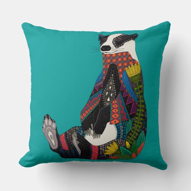 badger turquoise cushion (Front)