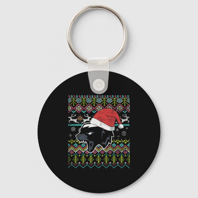 Badger Ugly Christmas Key Ring (Front)