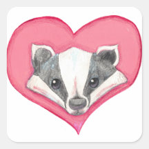 Badger Wild Animal Heart Pink Cute Love Funny