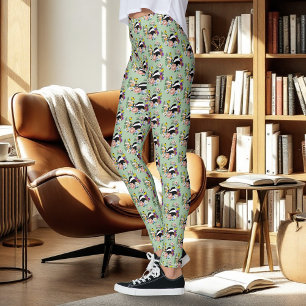 Badger Wild Flowers Mushrooms Green Leggings