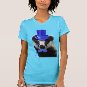 Badger with Blue Top Hat and Moustache