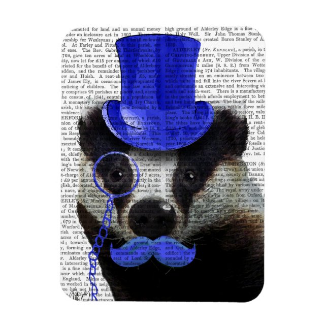 Badger with Blue Top Hat and Moustache Magnet (Vertical)
