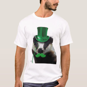 Badger with Green Top Hat and Moustache