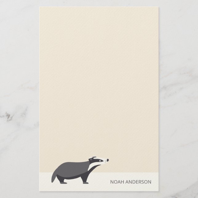 Badger woodland animal kids stationery paper  (Front)