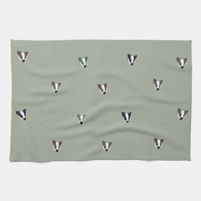 Badger Woodland Creature Tea Towel (Horizontal)