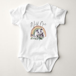 Badger   Woodland Forest Animals 1st Birthday Baby Bodysuit