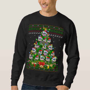 Badger Xmas Lighting Tree Santa Badger Ugly Christ Sweatshirt