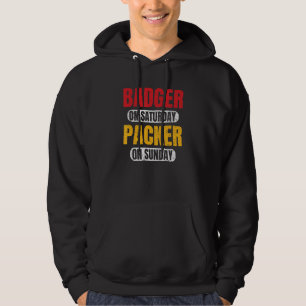 Badgerr On Saturday Packer On Sunday  Vintage Gree Hoodie