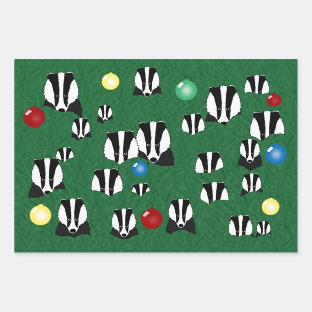 Badgers Holiday Wrapping Paper Sheets (Front)