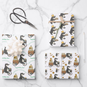 Badgers on Bike Kids Birthday Personalised Wrapping Paper Sheet